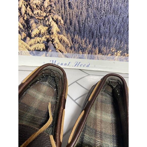 L.L. Bean Slippers Moccasins Brown Leather Shearling Lining Men’s Size 12 Medium main image 10